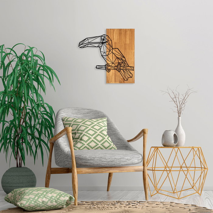 Wallity MA-293 Accesorio decorativo de pared de madera y metal en Nogal y Negro